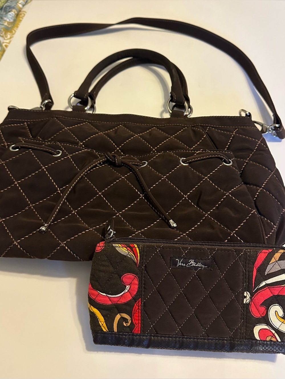 Vera Bradley Quilted Tote Handbag and Wristlet